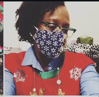 Snowfall Fabric Face Mask — handmade Kenyan fabric face mask by Wrapped Crown 2016